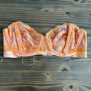 Reggiseno donna Savage X Fenty arancione rosa pizzo rete trasparente 34D ferretto romantico - Foto 1 di 7