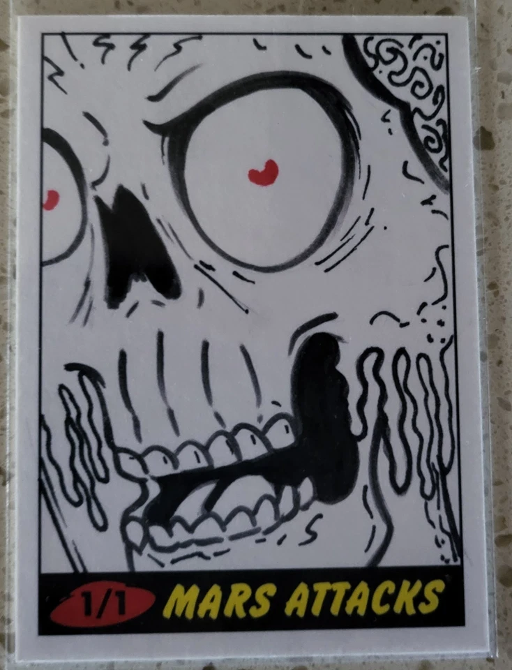 2012 Topps Mars Attacks Sketch Card Martian By Wilson Ramos Jr Signed 1/1 - Image 1 of 2