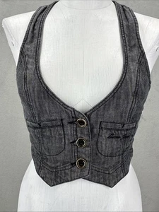 Guess Chaleco Vaquero Top Mujer Gris Pequeño Y2K Grunge Urbano Chic Western - Imagen 1 de 15