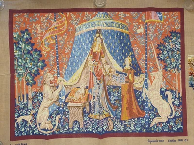 The Lady and the Unicorn Tapestry Canvas Needlework Royal Paris Large 44" x 32" - Image 1 of 4