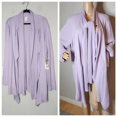 NWT Jones New York Angora Rabbit Hair Blend purple drape cardigan. 3X. - Image 1 of 4