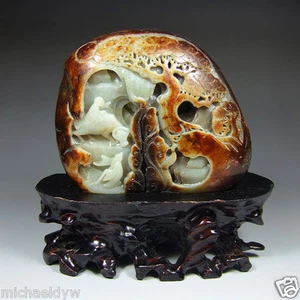 Fine Chinese Hetian Nephrite Jade Boy Cattle Landscape Scene Statue - Picture 1 of 4