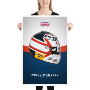 Nigel Mansell Formula 1 One F1 Championship Champion Helmet Poster - Picture 1 of 4