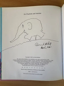 David McKee SIGNED DATED LARGE SKETCH Elmer and Grandpa Eldo UK 1/1 HB - Unread - Picture 1 of 4