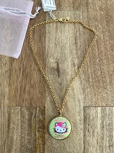 TARINA TARANTINO HELLO KITTY NECKLACE PINK HEAD CAMEO MEDALION STATEMENT GOLD NW - Picture 1 of 4