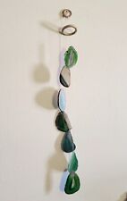 Green Agate Stone Wind Chime Handmade Healing Crystal Stone Home Decor, VG++