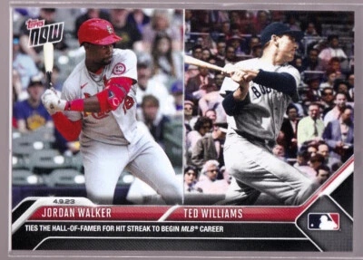 Jordan Walker Cardinals Ties Ted Williams Hit Streak 2023 Topps Now #87 Base SP - Image 1 of 2