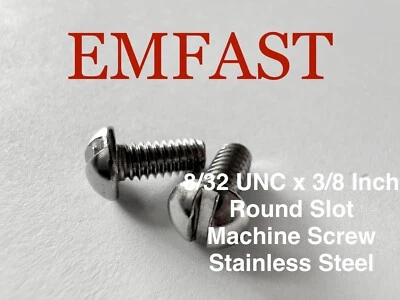 EMFAST 8/32 UNC x 3/8 Round Slot Machine Screw Stainless Steel Slotted Dome bolt