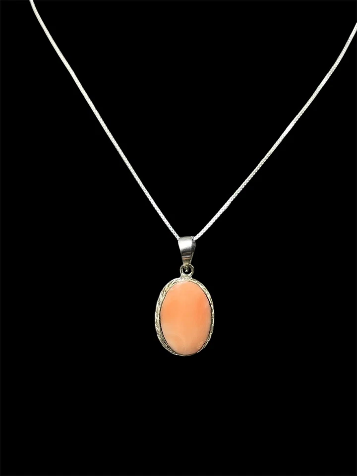 Ciondolo in argento con corallo rosa naturale - Immagine 1 di 4