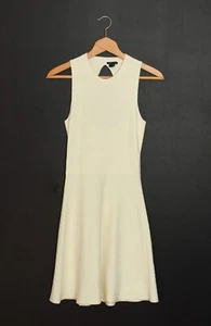 Theory Maysen Prosecco Ivory Fit & Flare Sleeveless Dress Cut Out Back Size S - Picture 1 of 7