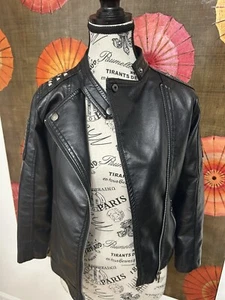 Zarv Kids Black Faux Leather Girl's Moto Jacket Kidcore Streetwear 11-12 Years - Picture 1 of 6