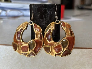 Edgar Berēbi Vintage Gold Tone Enamel Earrings - Picture 1 of 3