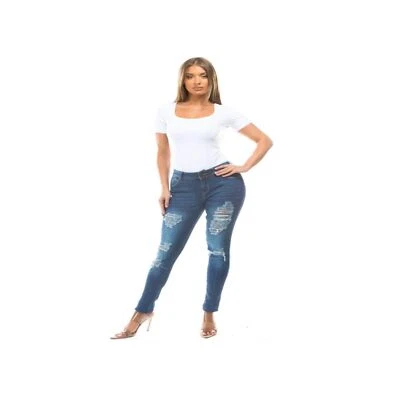 JEANS STRETCH SIZE 13 DENIM BLUE WAIST 32, 13-2 160026 DISTRESSED, SKINNY  - Image 1 of 4