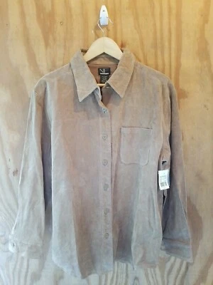 NEW FRONTIER Women's Jacket Blouse Long Sleeve Button Down 100% Leather.Size L — 第 1/4 张图片