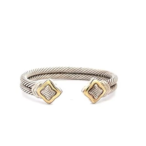 David Yurman 18k Gold and Sterling Silver Quatrefoil Double Cable Bracelet - Picture 1 of 4