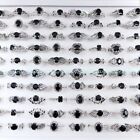Wholesale Lot 12pcs Rings Black Cubic Zirconia Cz Crystal Jewelry Bulk