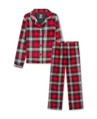 Max & Olivia Flannel Pajama Set Big Boys XL (16-18) Red Multi Plaid Button Front - Image 1 of 4