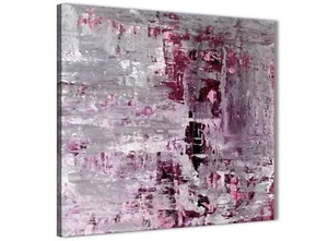Plum Grey Abstract Painting Wall Art Print Canvas - Modern 49cm Square - 1s359s - Picture 1 of 4