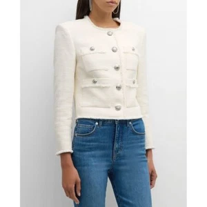 Veronica Beard Women's Olbia Tweed Fringe Jacket Off White Size 4 - Picture 1 of 12