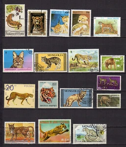 les félins un lot de 15 timbres /TE5547 - Imagen 1 de 1