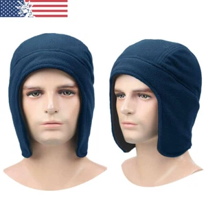 Men Women Warm Fleece Beanie Earflap Hat Outdoor Winter Watch Cap Cold Weather - Picture 1 of 9
