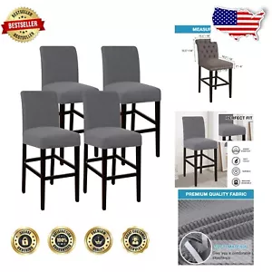 Transforming Slipcovers Set of 4 for Bar Stools - Water-Resistant Grey Covers - Picture 1 of 9