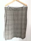 Marks &amp; Spencer Brown Beige Checked Straight Cut Skirt Smart Size 18 Tailored