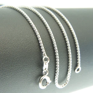 Collar Oro Blanco 18k F 46cm 18'' 1mm Caja Sólida Cadena para Colgante HECHO EN AUS - Imagen 1 de 4