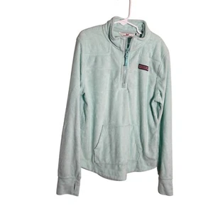 Vineyard Vines Sweatshirt Girl's Large Teal Mint 1/4 Zip Terry Pullover Solid - Picture 1 of 10