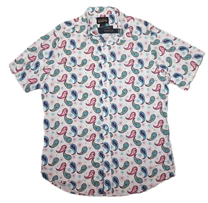 Daniel Cremieux Short Sleeve Shirt Large Stretch White Paisley NWT (DSS501) - Picture 1 of 2