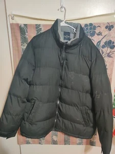 Faded Glory Men's Large 42-44 Black/Grey Puffer Fleece lined Jacket Winter Coat - Picture 1 of 4