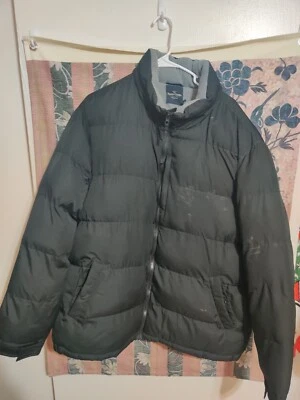 Abrigo de invierno chaqueta forrada de vellón acolchada negra/gris grande 42-44 Faded Glory para hombre Foto 1 de 4