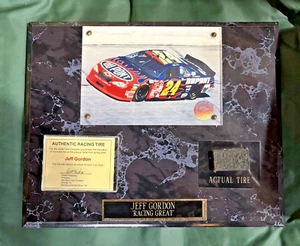 AUTHENTIC JEFF GORDON #24 CAR PHOTO PLAQUE WITH PIECE OF ACTUAL CAR TIRE & COA - Picture 1 of 12