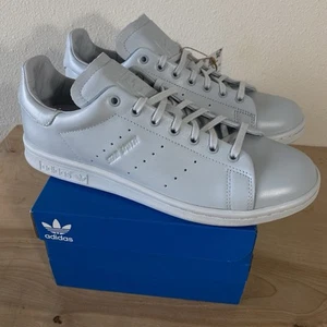 Adidas Stan Smith Lux Grey Leather Halo Blue - Size 9.5 - Picture 1 of 13