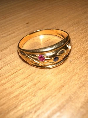 Belle Bague or jaune 18 carats et pierres précieuses - Photo 1/4