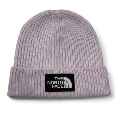 Gorro The North Face TNF Logo Caja Puños Lila Púrpura Acanalado Tejido Talla Única Foto 1 de 4
