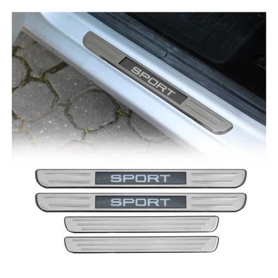 Door Sill Scuff Plate Illuminated for Toyota Brushed Stainless Steel 4 Pcs - Image 1 of 4