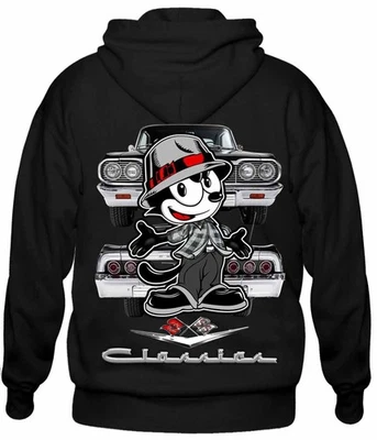 Sudadera con Capucha Felix The Cat Peso Pesado Chicano Chicana Lowrider Bomba Foto 1 de 2