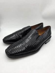 Mezlan Black Mens US 15 Handmade Woven Leather slip On Shoes - Picture 1 of 12