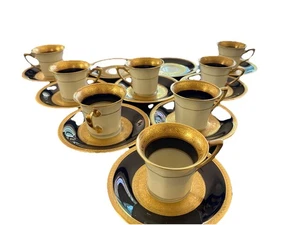 Vintage Rosenthal Demitasse Cup Saucer Set Of 18 Cobalt Blue & Gold 5388 Bavaria - Picture 1 of 14