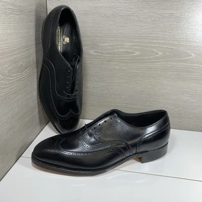 Oxford Johnston And Murphy masculino EUA 10,5 D/B Aristocraft Greenwich preto ponta das asas - Imagem 1 de 4