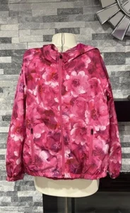 Gap Fit Long Sleeve Jacket Girl's Pink Purple Floral Windbreaker Rain L 10-11 Y - Picture 1 of 8