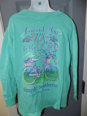 Simply Southern Teal Commit Your Way to the Lord LS T-shirt Size S Youth - Image 1 of 3