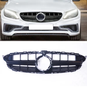 For 2014-2018 Mercedes Benz C Class E63 Front Bumper Grill Black W/Camera - Picture 1 of 5