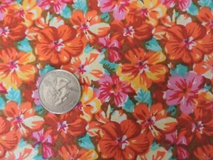100% Cotton Fabric Flowers in Rust, Yellows, Pink and More - By the Yard - Picture 1 of 2