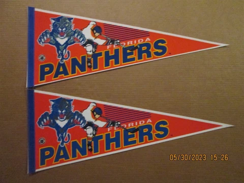 NHL Florida Panthers Vintage 1990's Lot of 2 Player Shooter Team Logo Pennants Cover