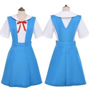 Asuka Langley Soryu Anime Cosplay Costumes set wig Japanese Cosplay Blue Dress