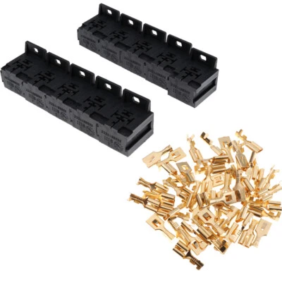 10 Sets Car Fuse Relay Socket Holder 5-Pin 6.3mm Connector/Terminals 30A-80A Kit - Image 1 of 4