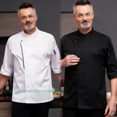 Uniform Mens Womens Hotel Chef Overalls 3/4 Sleeved Workwear Coat Jacket M-4XL - Image 1 of 4