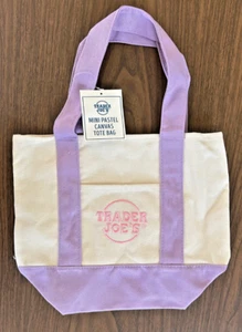 Trader Joe's Pastel Mini Canvas Tote Bags 2025 LIMITED EDITION PURPLE - Picture 1 of 1